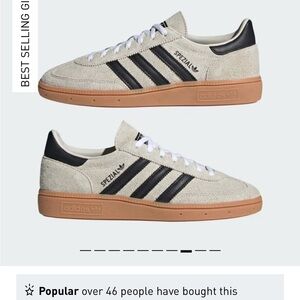 Adidas Handball Spezial Black and White Sneakers with Gum Sole